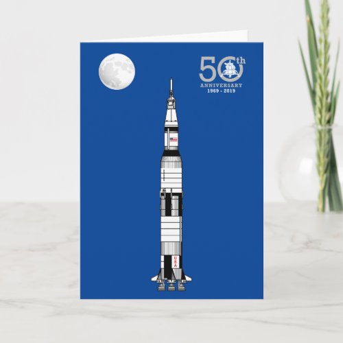 Saturn V rocket Apollo 11 Moon Landing and Moon Card