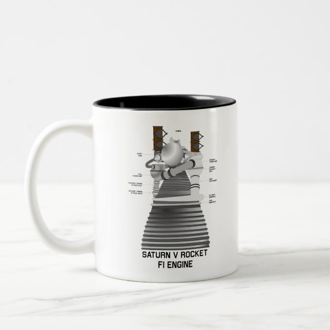Saturn V Rocket F-1 Engine Two-Tone Coffee Mug (Left)