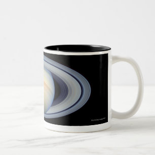 Saturn with rings at widest angle to Earth Two-Tone Coffee Mug