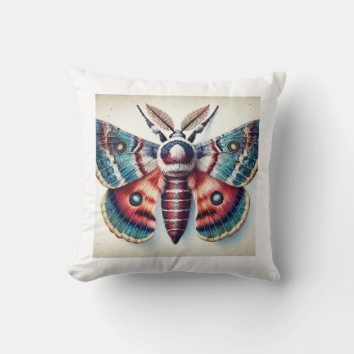 Saturniid Moth 150624IREF119 _ Watercolor Throw Pillow