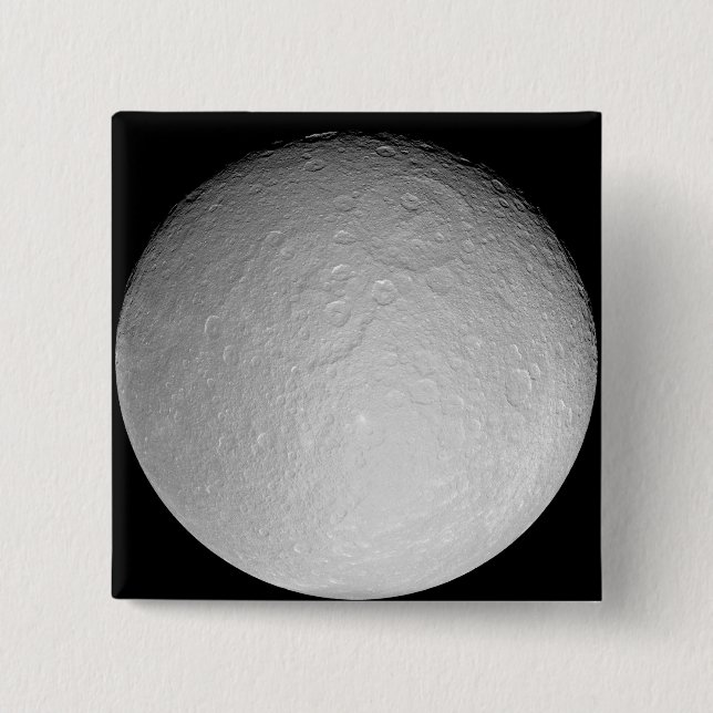 Saturn's icy moon Rhea Pinback Button (Front)