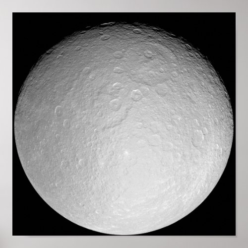 Saturns icy moon Rhea Poster