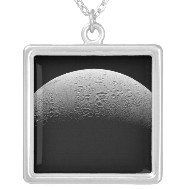 Saturn's moon Enceladus 5 Silver Plated Necklace (Front)