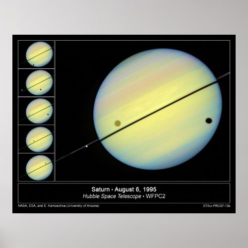 Saturns Moon Titan Passing by the Planet Poster