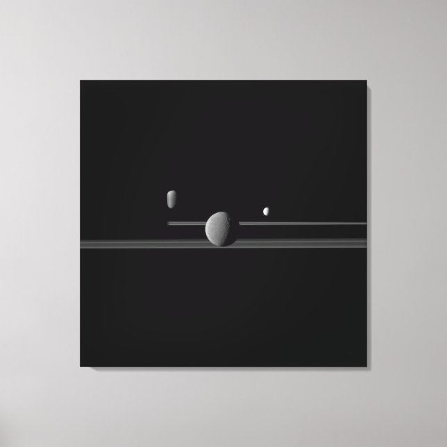 Saturn's Moons Wrapped Canvas Print (Front)