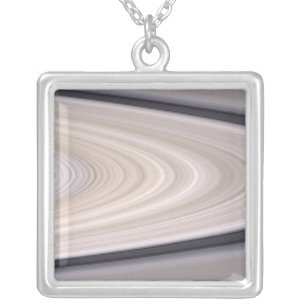 Saturn's ring system silver plated necklace