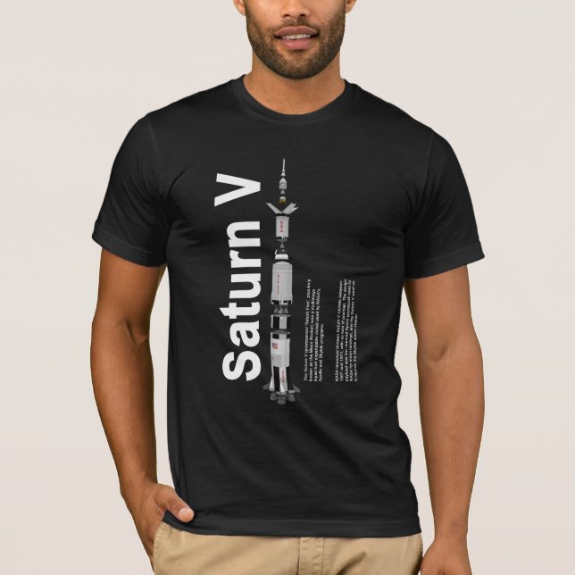 SaturnV Moon Rocket Black T-shirt (Front)