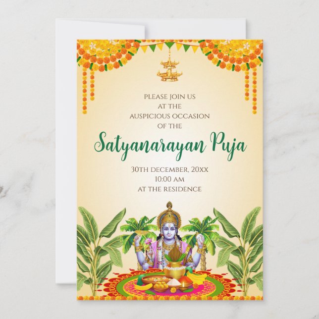 Satya Narayan katha invitation Satyanarayan pooja (Front)