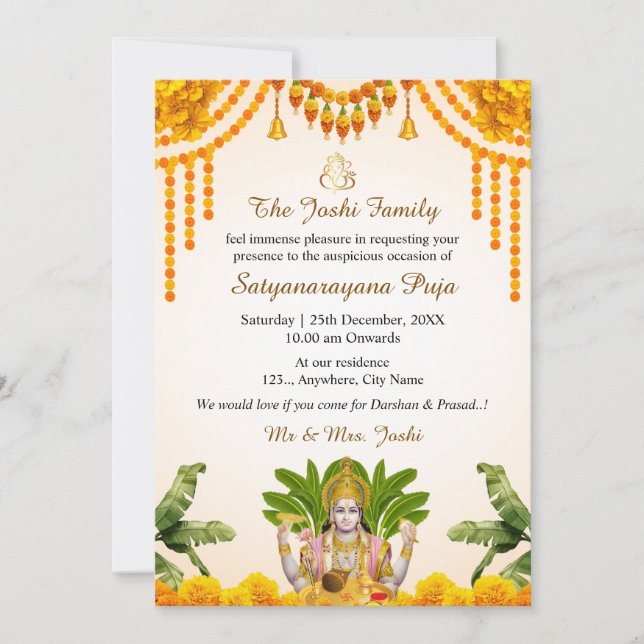 Satyanarayan Katha Invitation Card (Front)