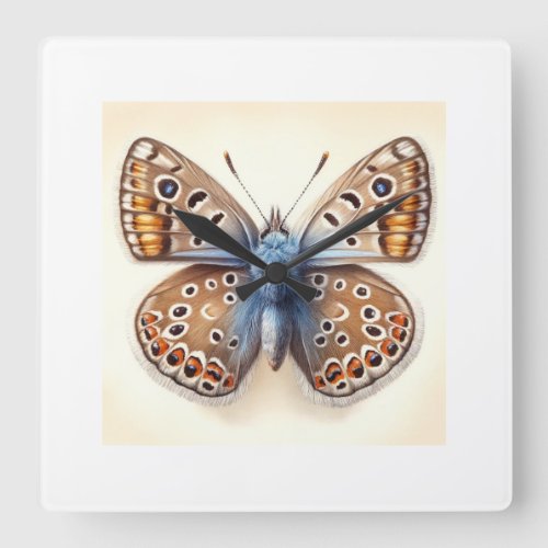 Satyr Butterfly 040624IREF112 _ Watercolor Square Wall Clock