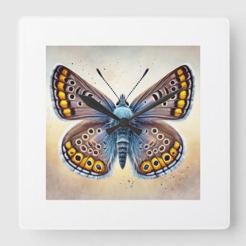 Satyr Butterfly 190624IREF102 _ Watercolor Square Wall Clock