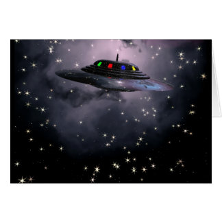 Saucer against night sky cards