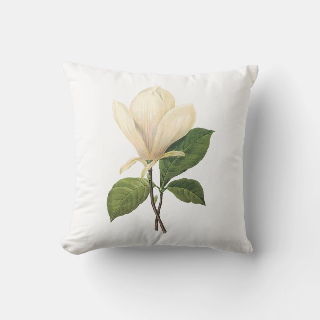 saucer magnolia(Magnolia soulangiana) by Redouté Throw Pillow (Front)