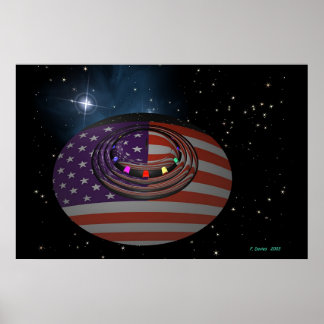 Saucer reflecting the American flag version 2 Poster