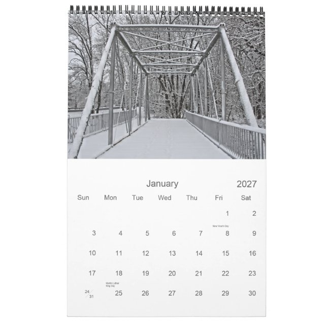 Saucon Valley one page Calendar (Jan 2027)