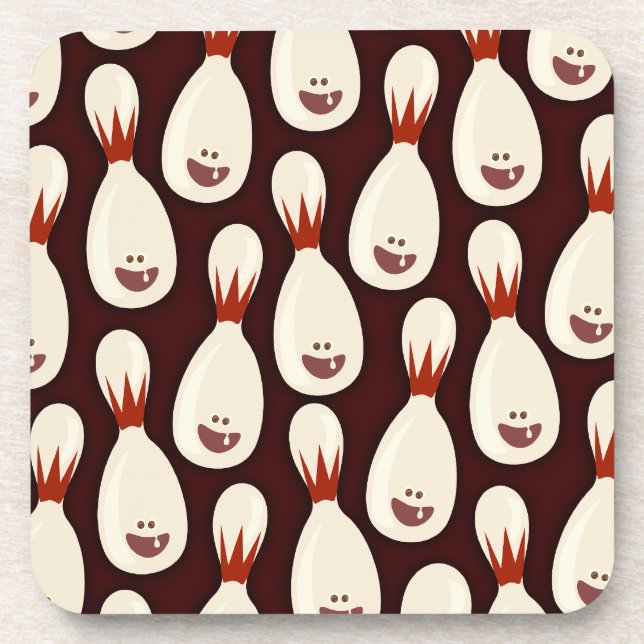Saucy Bowling Pins Drink Coaster (Front)