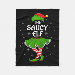 Saucy Elf Christmas Family Girls Women Elf Squad X Fleece Blanket