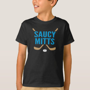 Saucy Mitts Hockey Logo on Black Youth T-Shirt