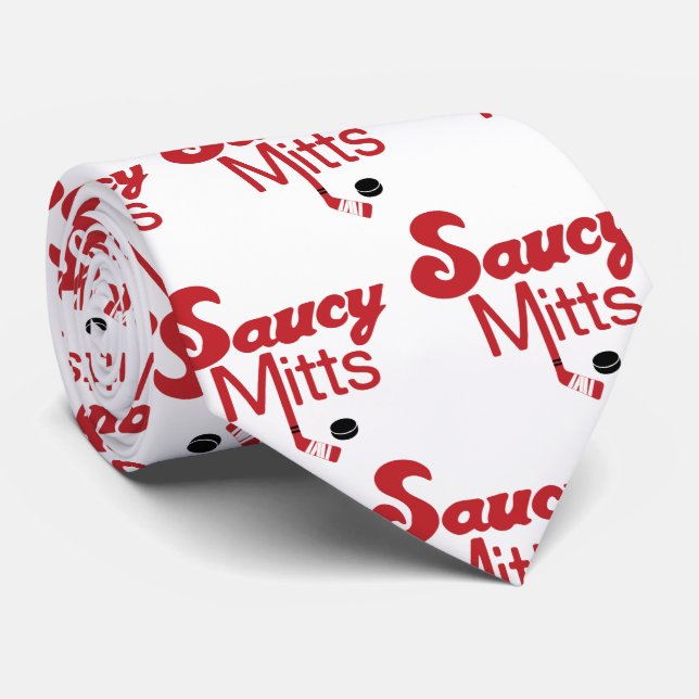 Saucy Mitts Hockey Tie Red (Rolled)