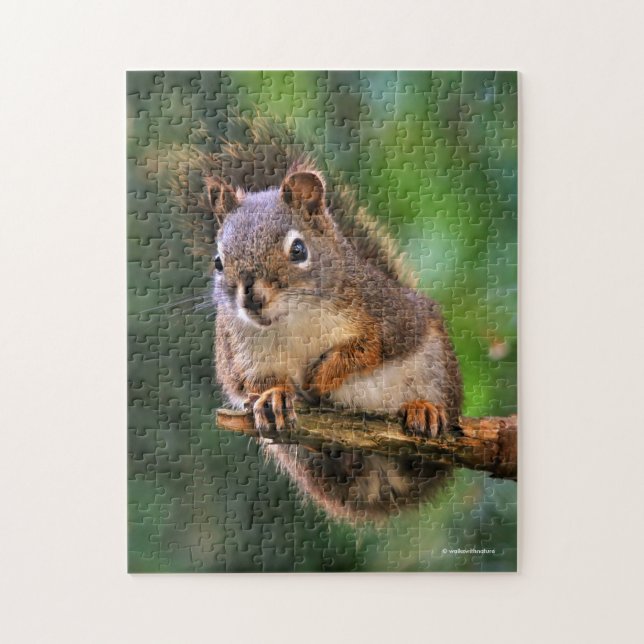 Saucy Red Squirrel in the Fir Jigsaw Puzzle (Vertical)