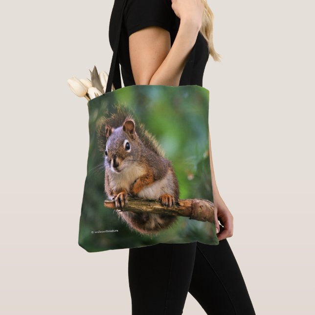 Saucy Red Squirrel in the Fir Tote Bag (Close Up)