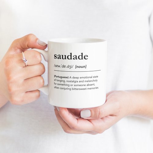 Saudade definition portuguese word dictionary coffee mug
