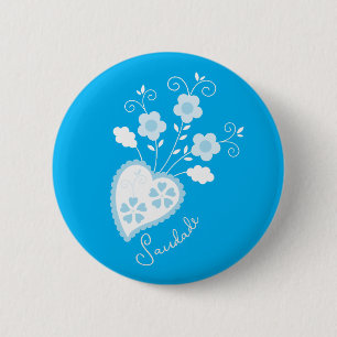 Saudade means I miss you Portuguese heart Button
