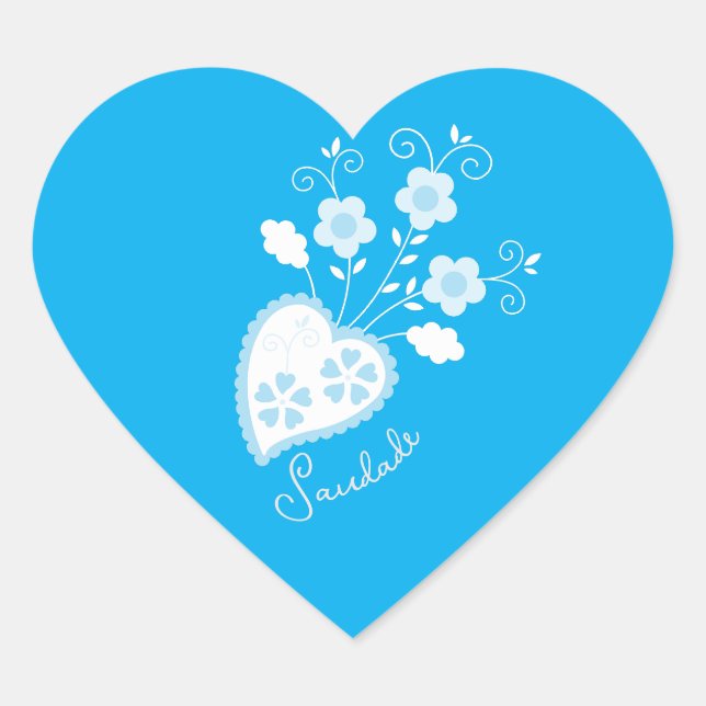 Saudade means I miss you Portuguese heart Heart Sticker (Front)