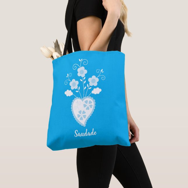 Saudade means I miss you Portuguese Heart  Tote Bag (Close Up)