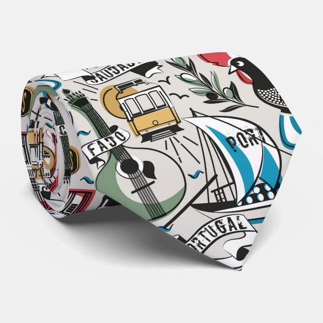 Saudade // popular motifs from Portugal Neck Tie (Rolled)