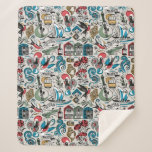 Saudade // popular motifs from Portugal Sherpa Blanket