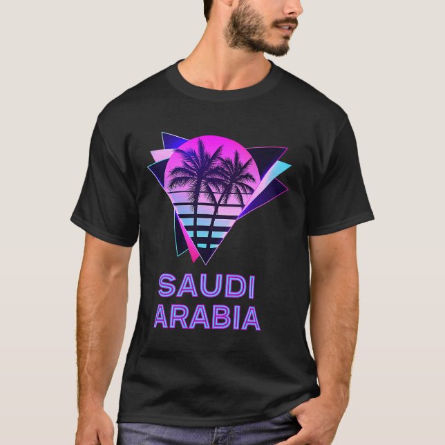 Saudi Arabia 80s Palm Tree Retro Saudi Arabian Sou T-Shirt (Front)