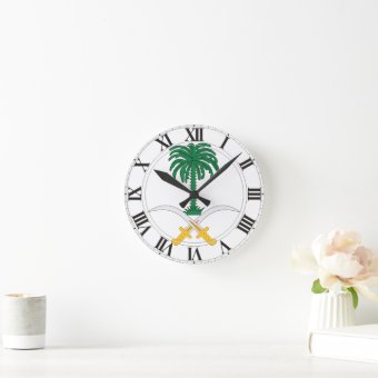 Saudi Arabia Coat of Arms Round Clock | Zazzle
