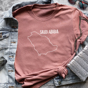 Saudi Arabia Country Map Arabian Arab Line Shape T-Shirt