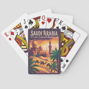 Saudi Arabia Desert Illustration Travel Art Retro Poker Cards