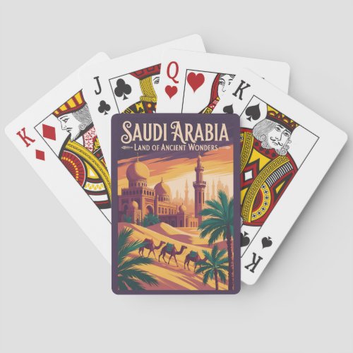 Saudi Arabia Desert Illustration Travel Art Retro Poker Cards