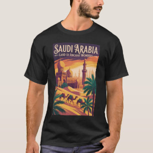 Saudi Arabia Desert Illustration Travel Art Retro T-Shirt