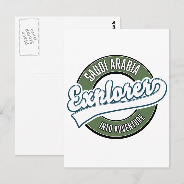 Saudi Arabia explorer into adventure logo Postcard (Front/Back)