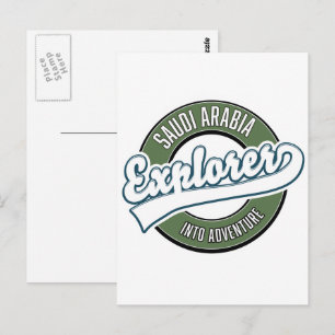 Saudi Arabia explorer into adventure logo Postcard