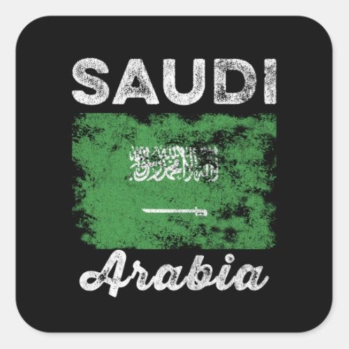 Saudi Arabia Flag Distressed Saudi Flag Square Sticker