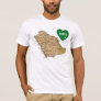 Saudi Arabia Flag Heart and Map T-Shirt