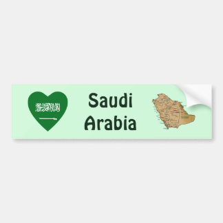 Saudi Arabia Flag Heart + Map Bumper Sticker