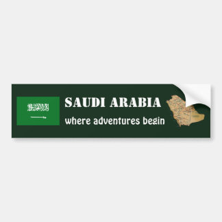 Saudi Arabia Flag + Map Bumper Sticker