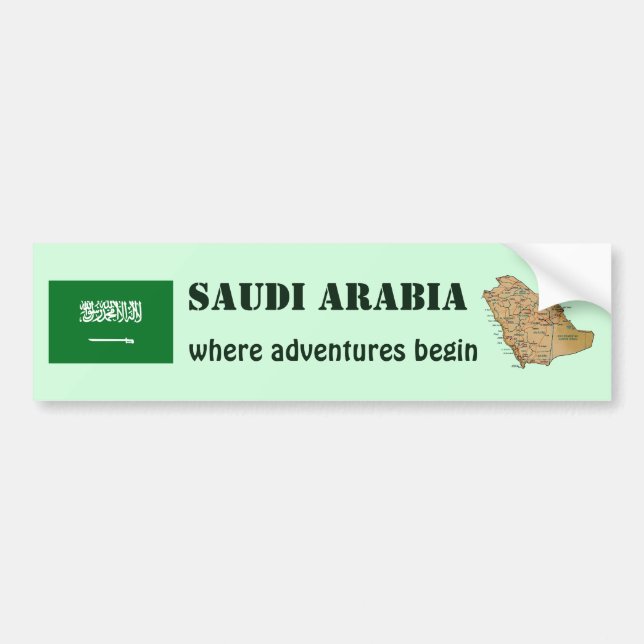 Saudi Arabia Flag + Map Bumper Sticker (Front)