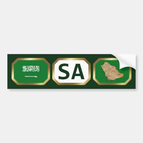 Saudi Arabia Flag Map Code Bumper Sticker
