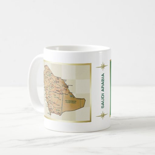 Saudi Arabia Flag + Map Mug | Zazzle