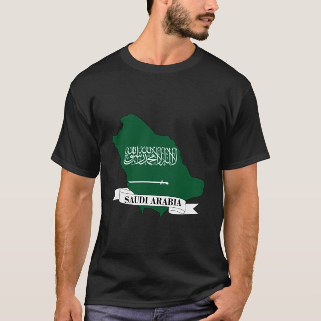 Saudi Arabia flag map T-Shirt (Front)