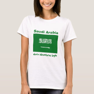 Saudi Arabia Flag + Map + Text T-Shirt