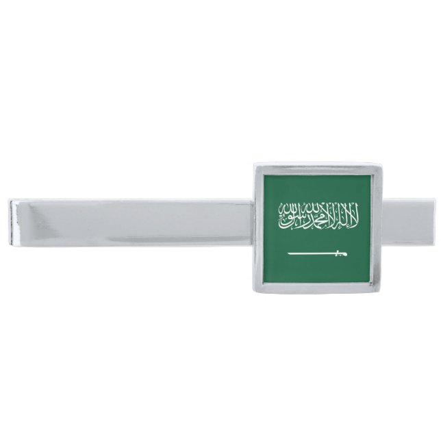 Saudi Arabia Flag Silver Finish Tie Bar (Front)