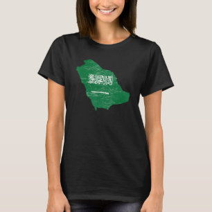 Saudi Arabia flag with Saudi Arabian map distresse T-Shirt